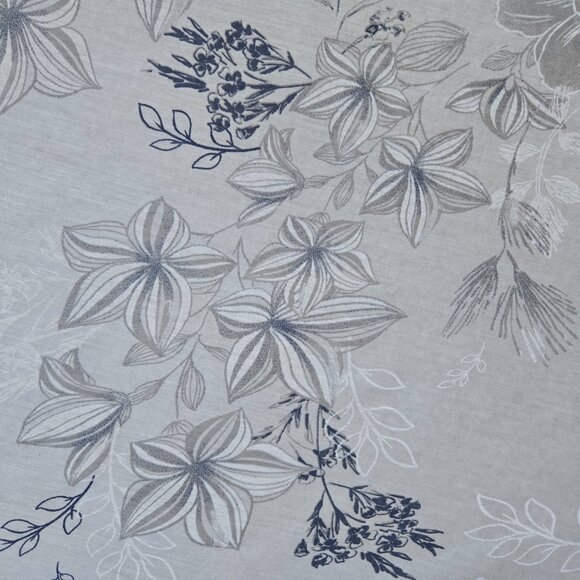 Cotton Silk Lightweight Floral Scarf Angled Ends Grey Blue Italy - Picture 3 of 10